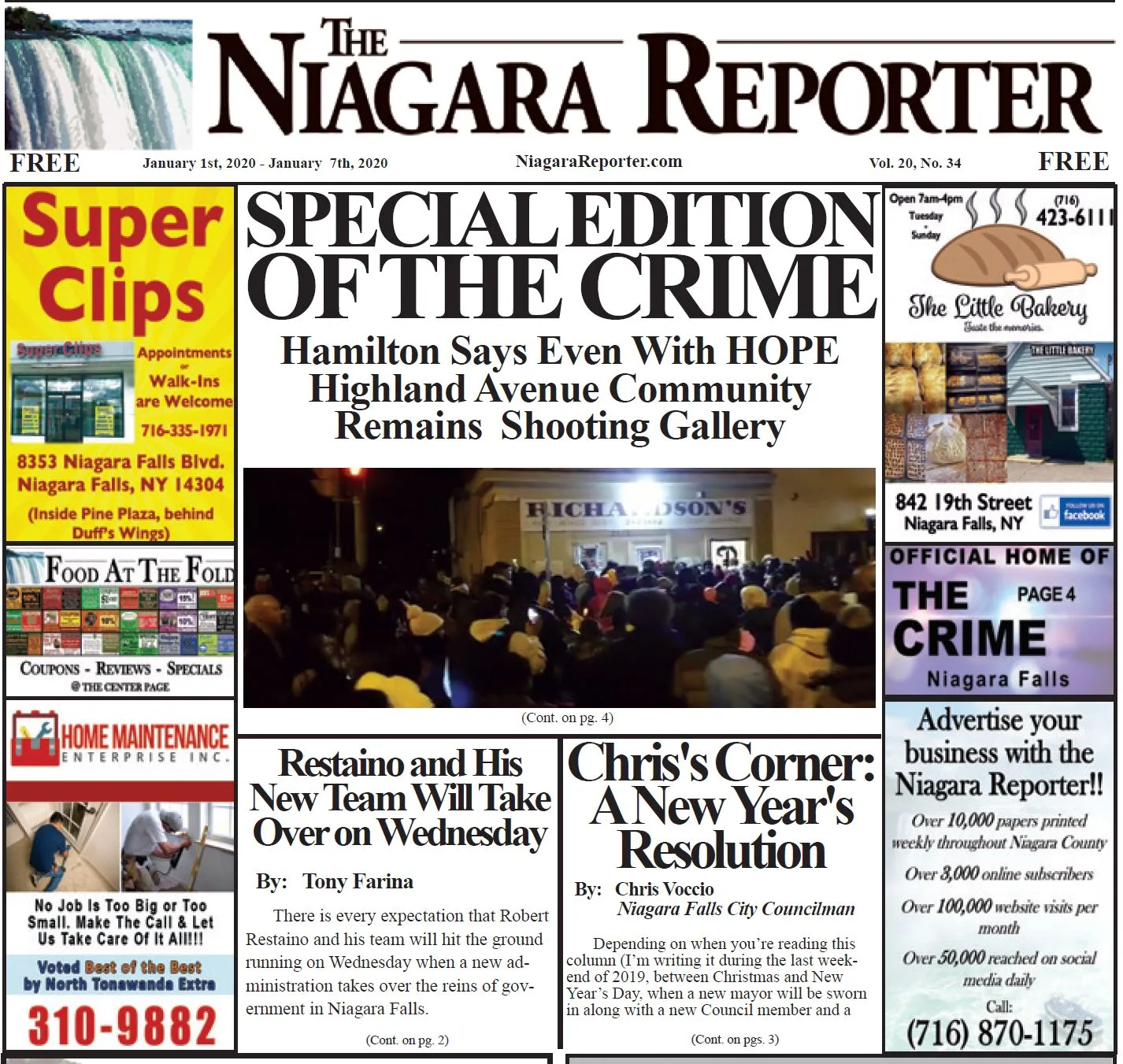 January 1st, 2020, Edition of the Niagara Reporter Newspaper