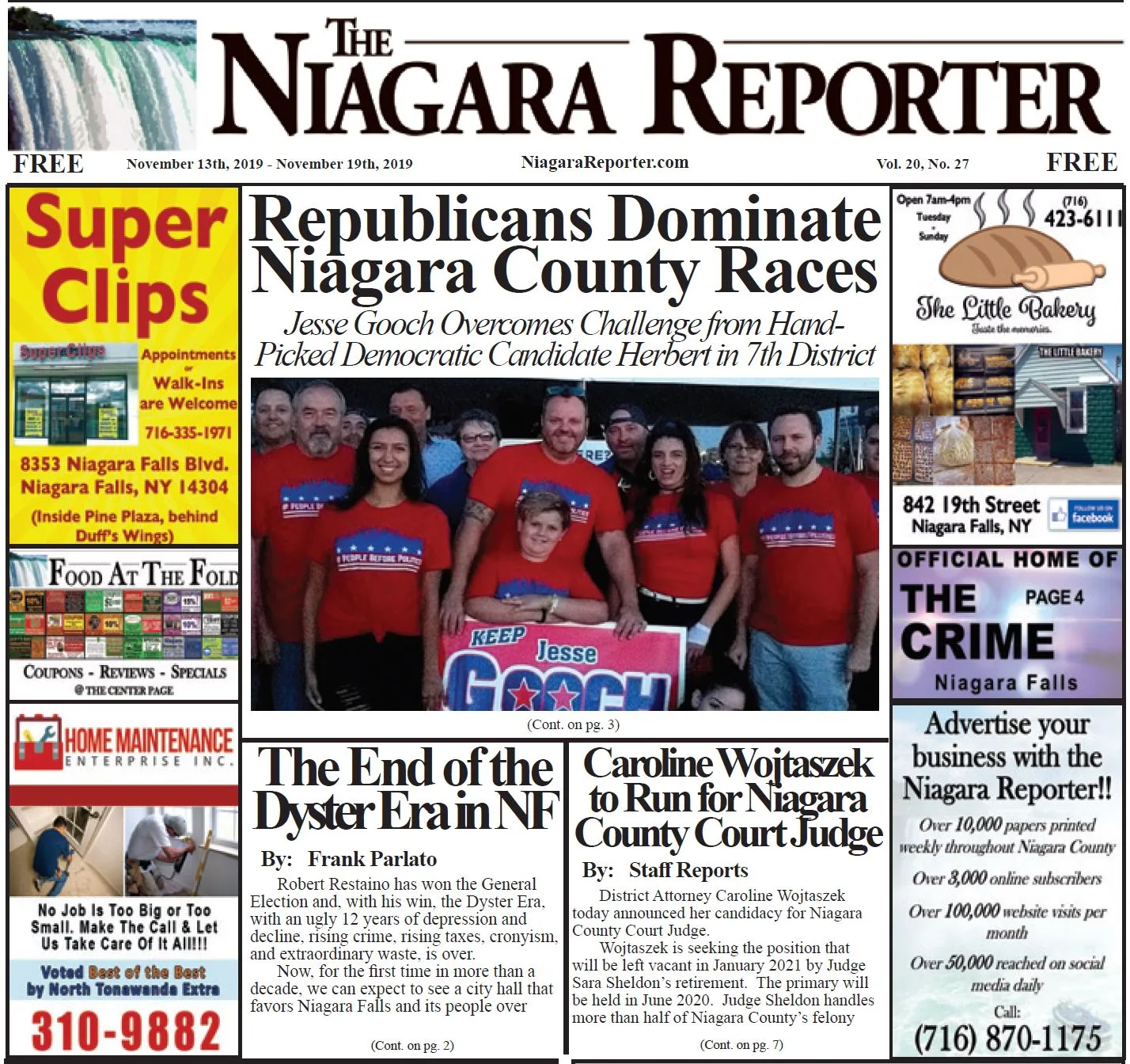 November 13th, 2019, Edition of the Niagara Reporter Newspaper