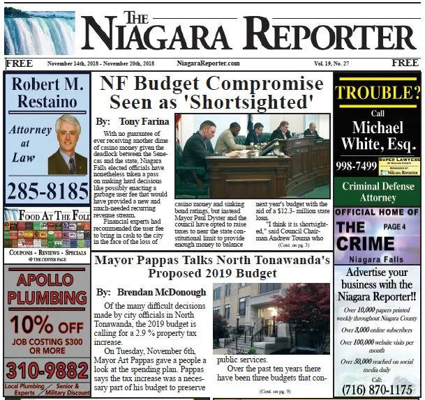 November 14th Edition of the Niagara Reporter Newspaper