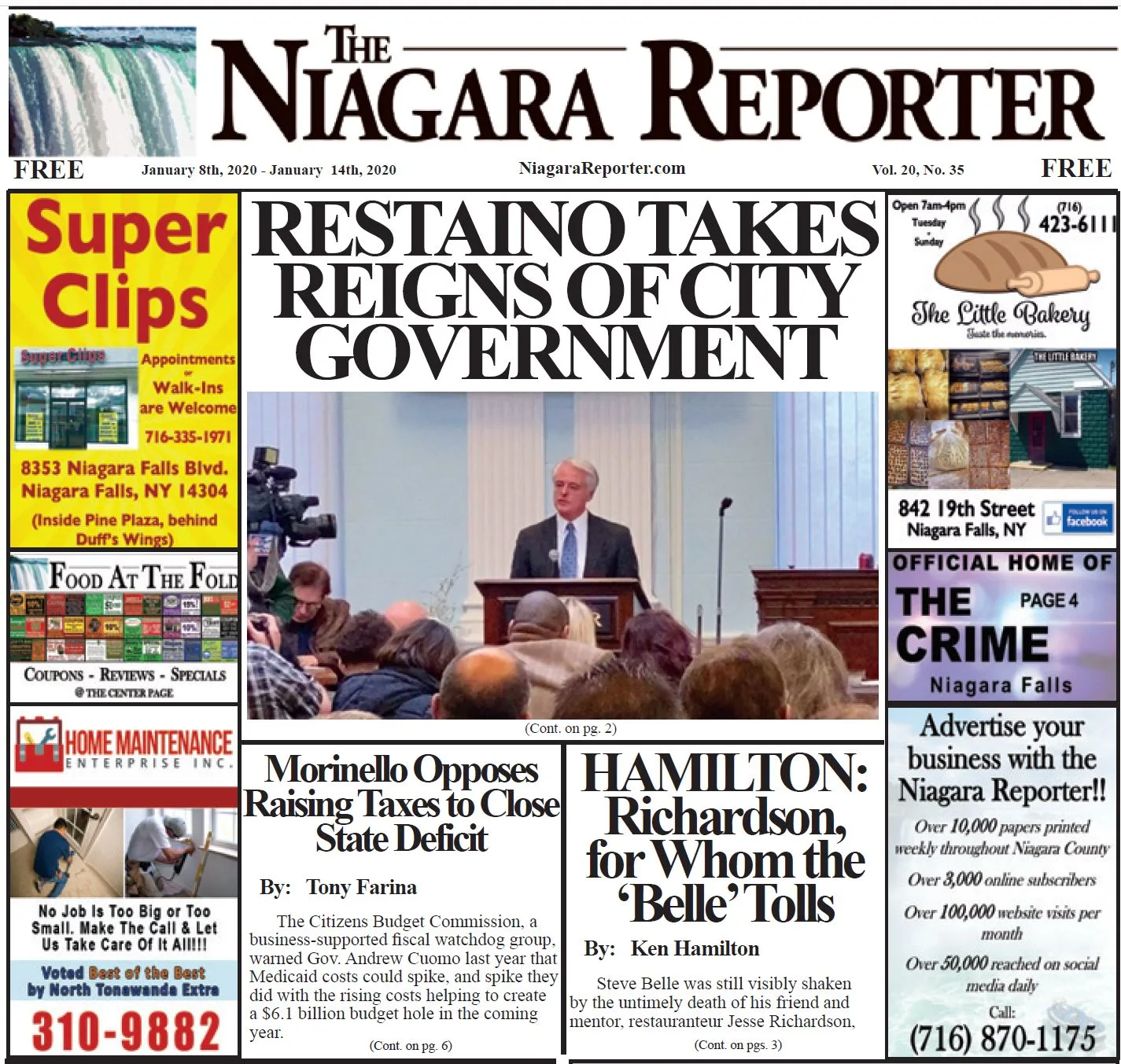 January 8th, 2020, Edition of the Niagara Reporter Newspaper