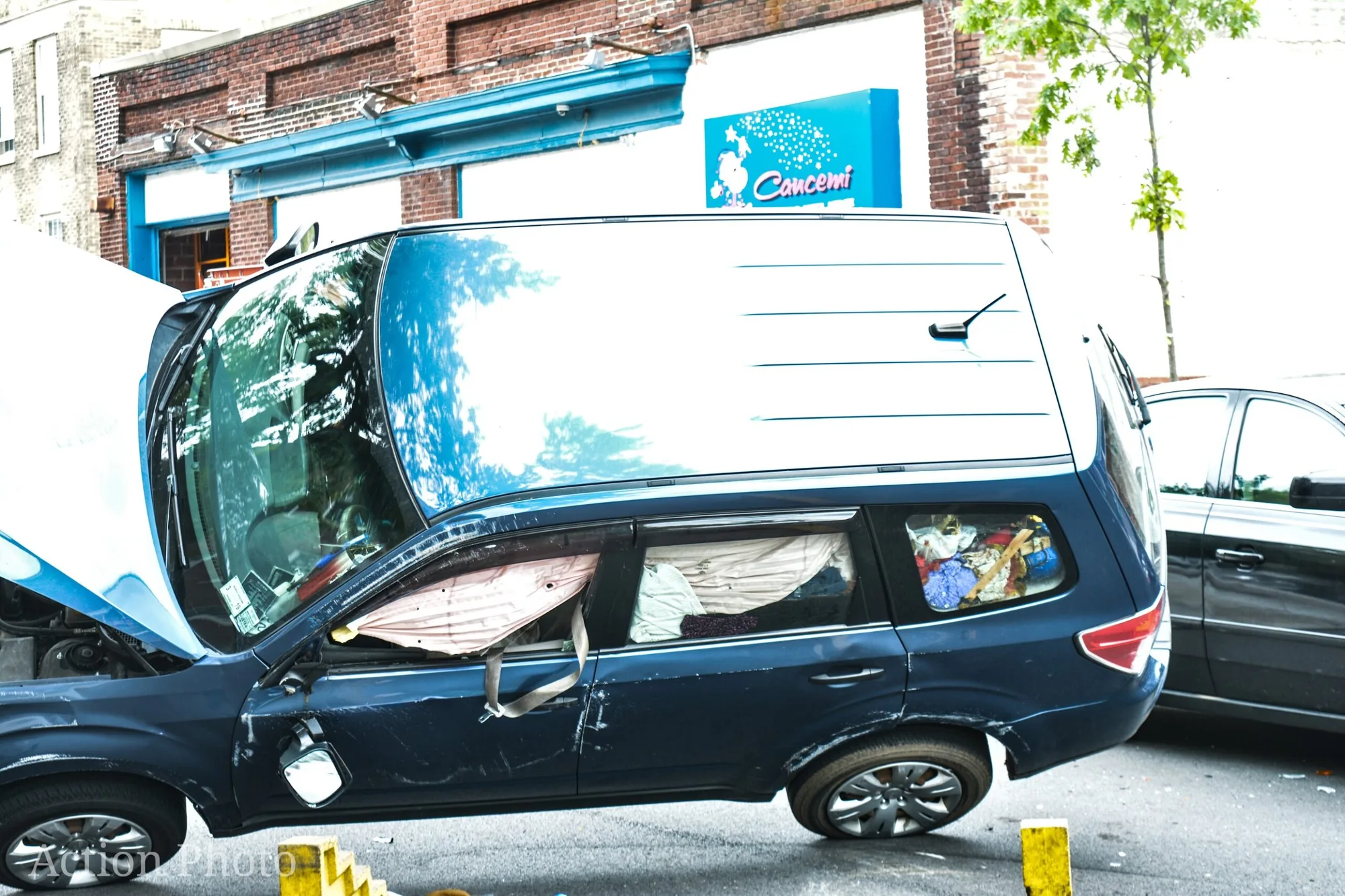 THE ACTION: Women Driving Wrong Way Down Street Crashes & Flips Vehicle