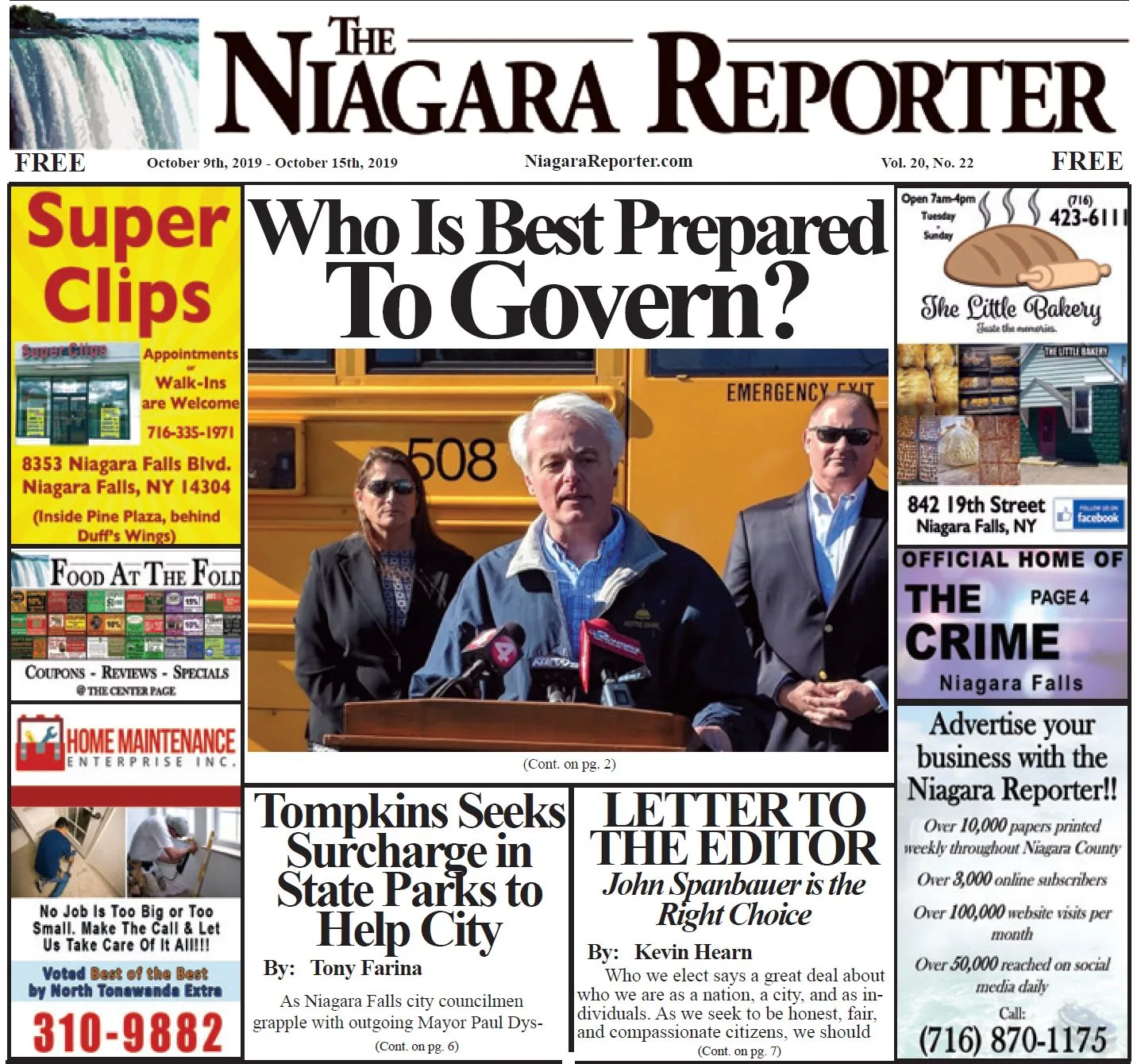 October 9th, 2019, Edition of the Niagara Reporter Newspaper