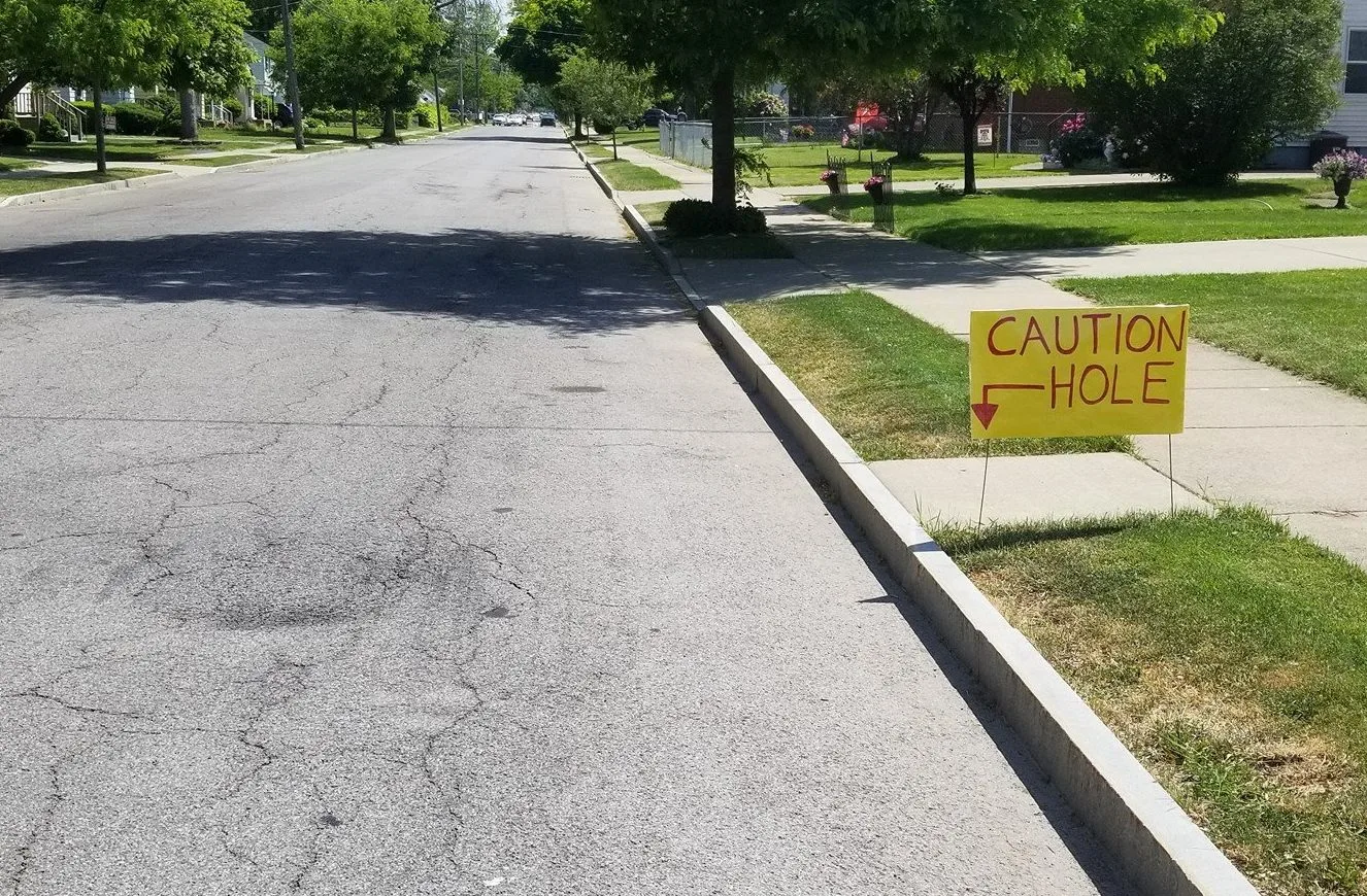 THE ACTION: Sinkhole Forming on 77th Street in Niagara Falls