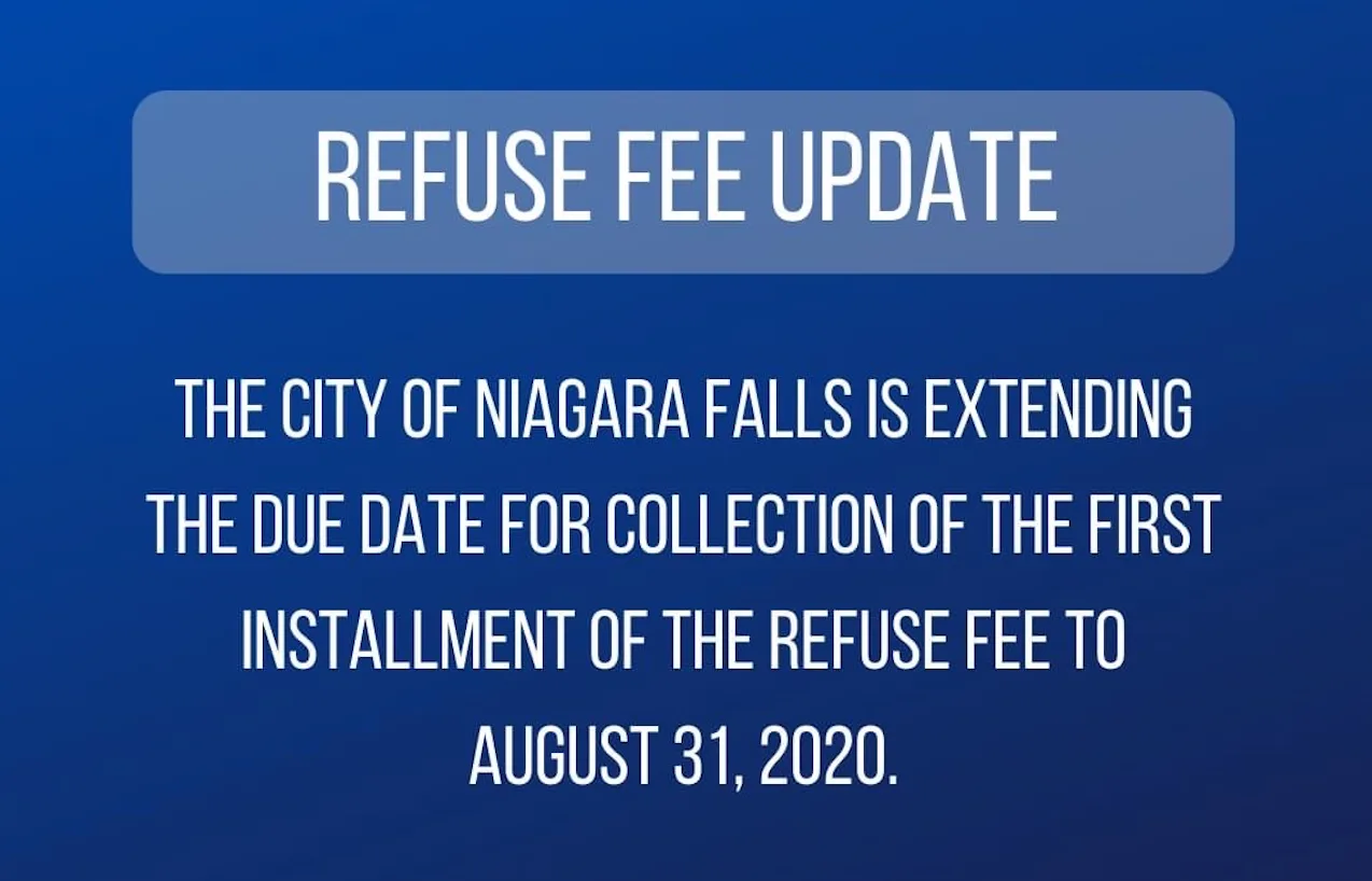 Niagara Falls Extends Refuse Fee Due Date to August 31st