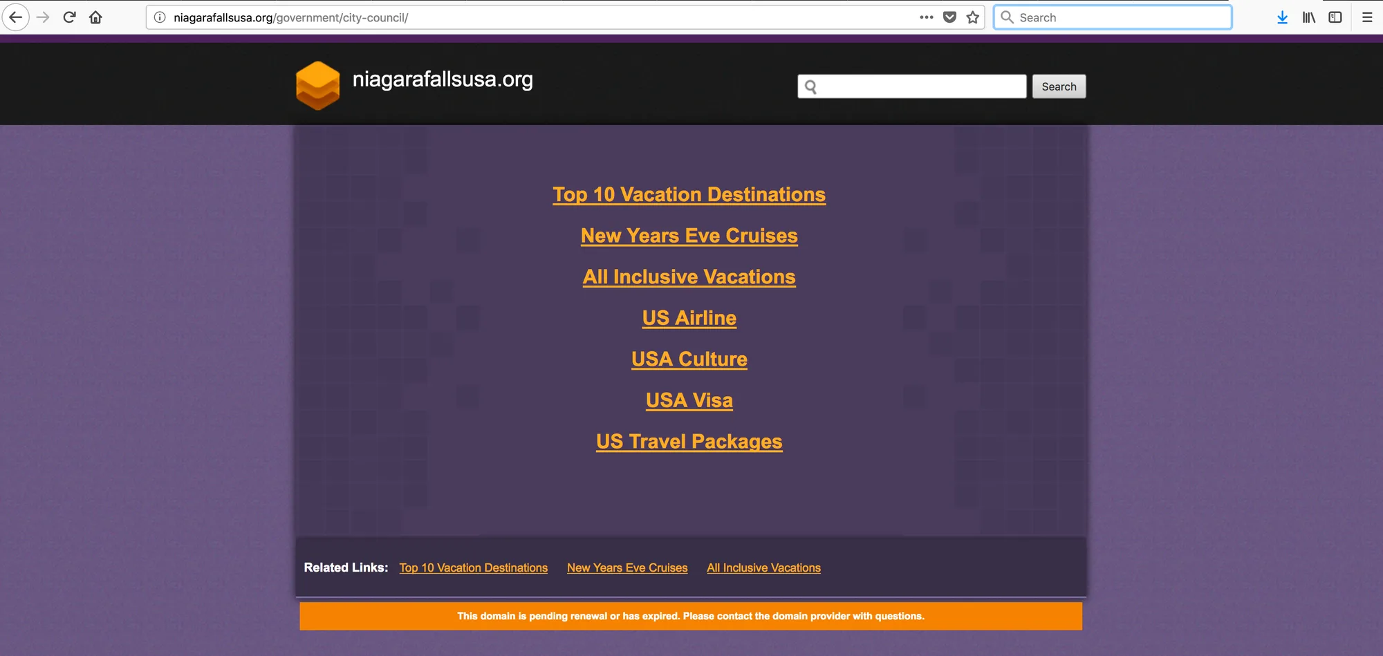 Niagara Falls Official Website Down as Domain “Expired”