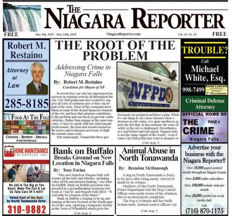 May 8th, 2019, Edition of The Niagara Reporter Newspaper