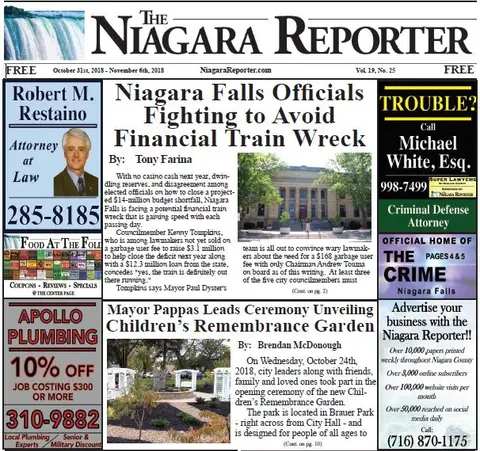 October 31st Edition of the Niagara Reporter Newspaper