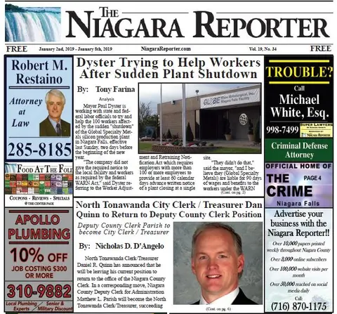 January 2nd Edition of the Niagara Reporter Newspaper