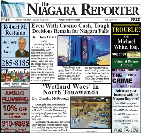January 16th, 2019, Edition of the Niagara Reporter Newspaper