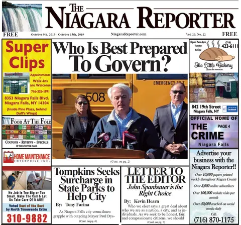 October 9th, 2019, Edition of the Niagara Reporter Newspaper