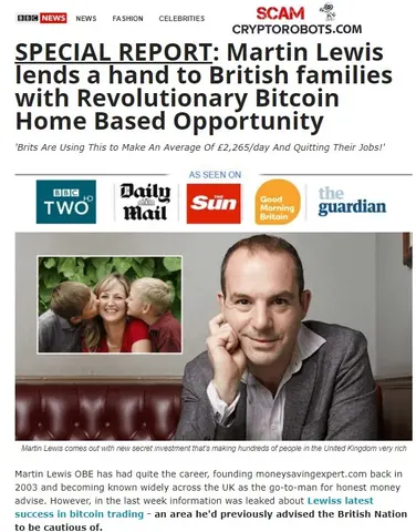 Finance Expert Martin Lewis Used as Bait in Fake Celebrity Endorsement Bitcoin Scam