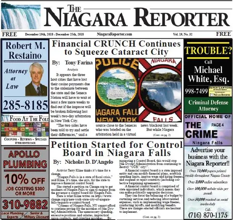 December 19th Edition of the Niagara Reporter Newspaper
