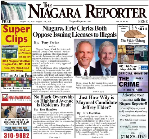 August 7th, 2019, Edition of the Niagara Reporter Newspaper