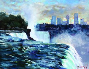 The falls continue to spark the creative imagination, as see in this 2010 depiction by Niagara Falls artist Ylli Haruni. (Spelling in cq)