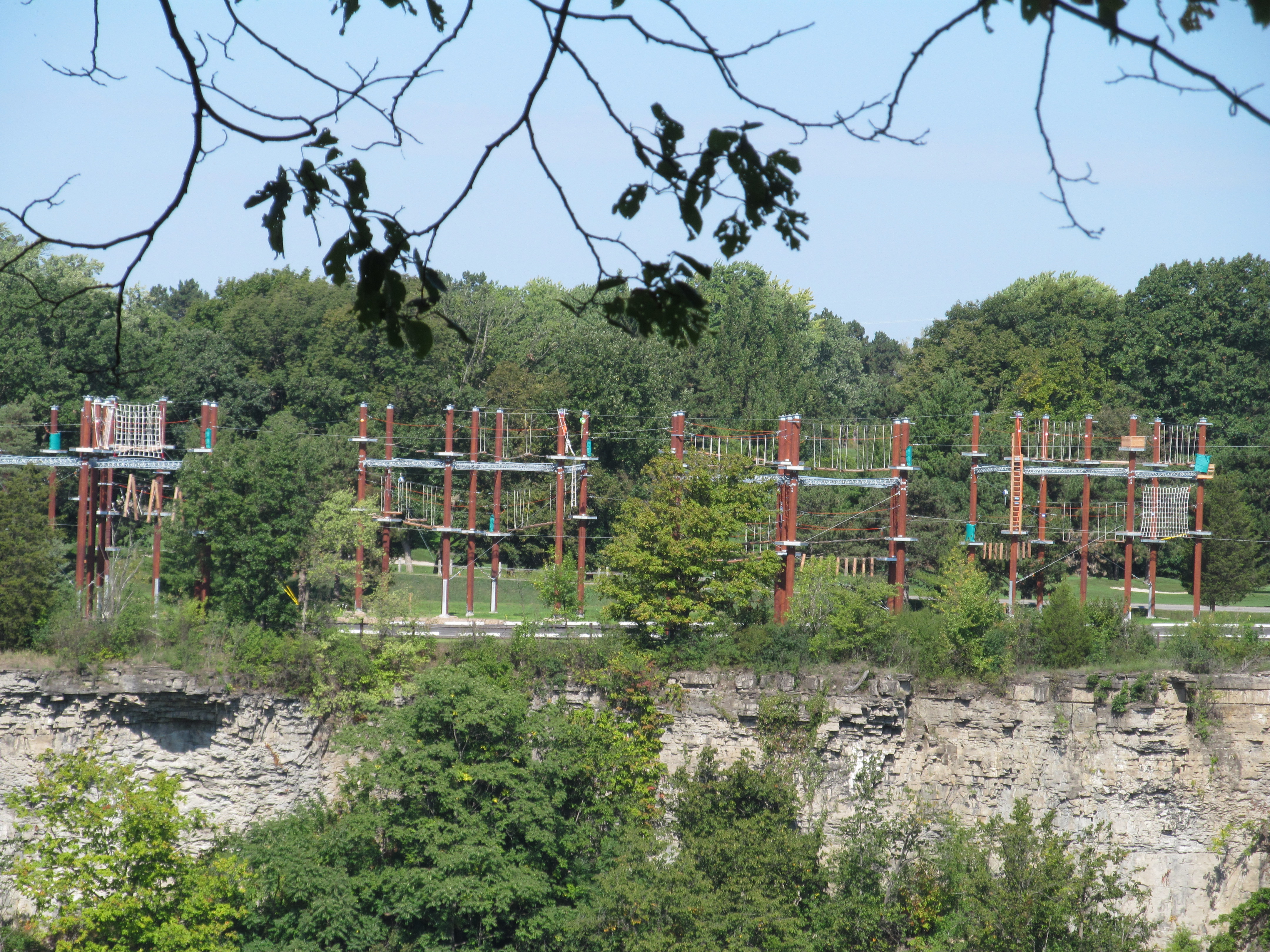 The view of Wildplay's new extreme playground as seen from Whirlpool State Park on the US side.