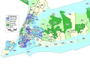 State Assembly districts gerrymandered downstate to hold fewer Democrats, ergo, more districts.