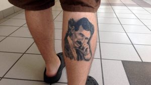 A Hamilton, Ontario resident shows his love for Tesla with an awesome tat.