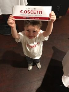 Alex Roscetti... campaigns for his father.