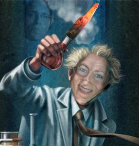 This artist conception of Dr. Danielle Roberts as the deranged ‘mad doctor’ may be unfair. She is a physician who put women in danger, it is true, but first and foremost she is a slave to Master Raniere. She took a lifetime vow of obedience.