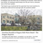 People’s Voice Edition: Overtime Scandal at Niagara Falls Water Board
