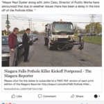 People’s Voice Edition: Niagara Falls Pothole Killer Kickoff Postponed